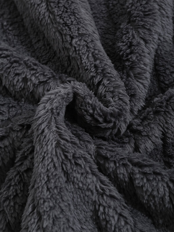 Men's Classic Plaid Fluffy Faux Fur Single Pocket Button Lapel Jacket