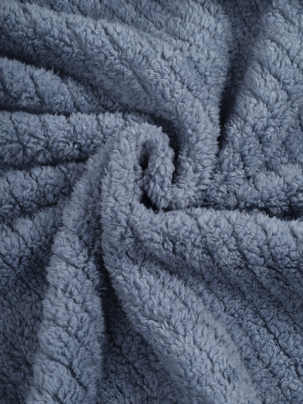 Men's Casual Warmth Solid Color Button Front Fluffy Fleece Jacket