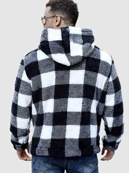 Men's soft checked fleece hoodie