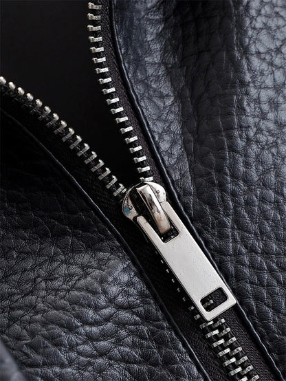 Vortex™ High-Collar Oversized Faux Leather Moto Jacket